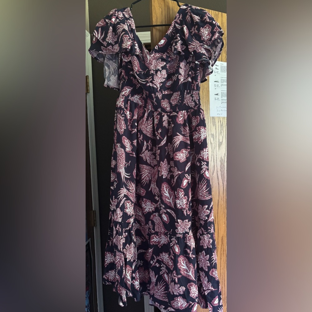 Maurices Navy and purple maxi dress with Smocked Detail